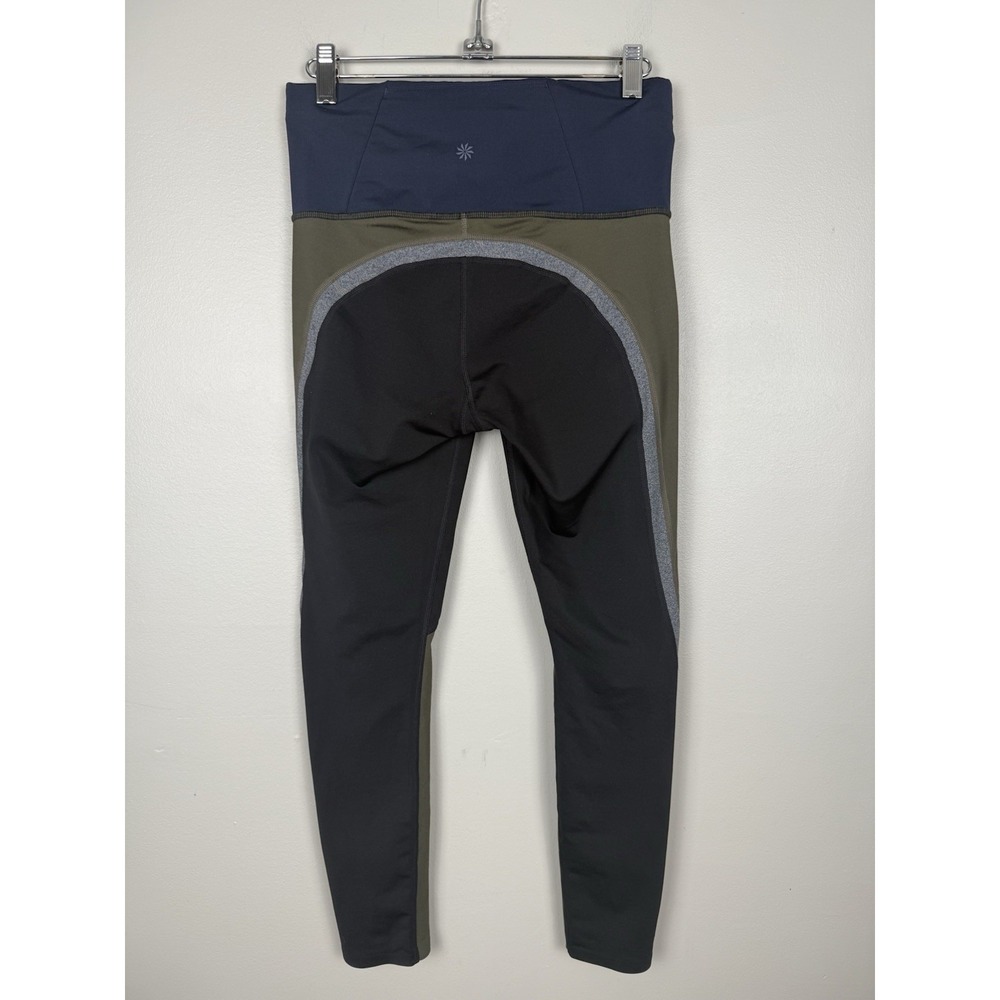 Athleta Spar Colorblock Leggings Green Athletic Athleisure Gym Wear Yoga Pants S